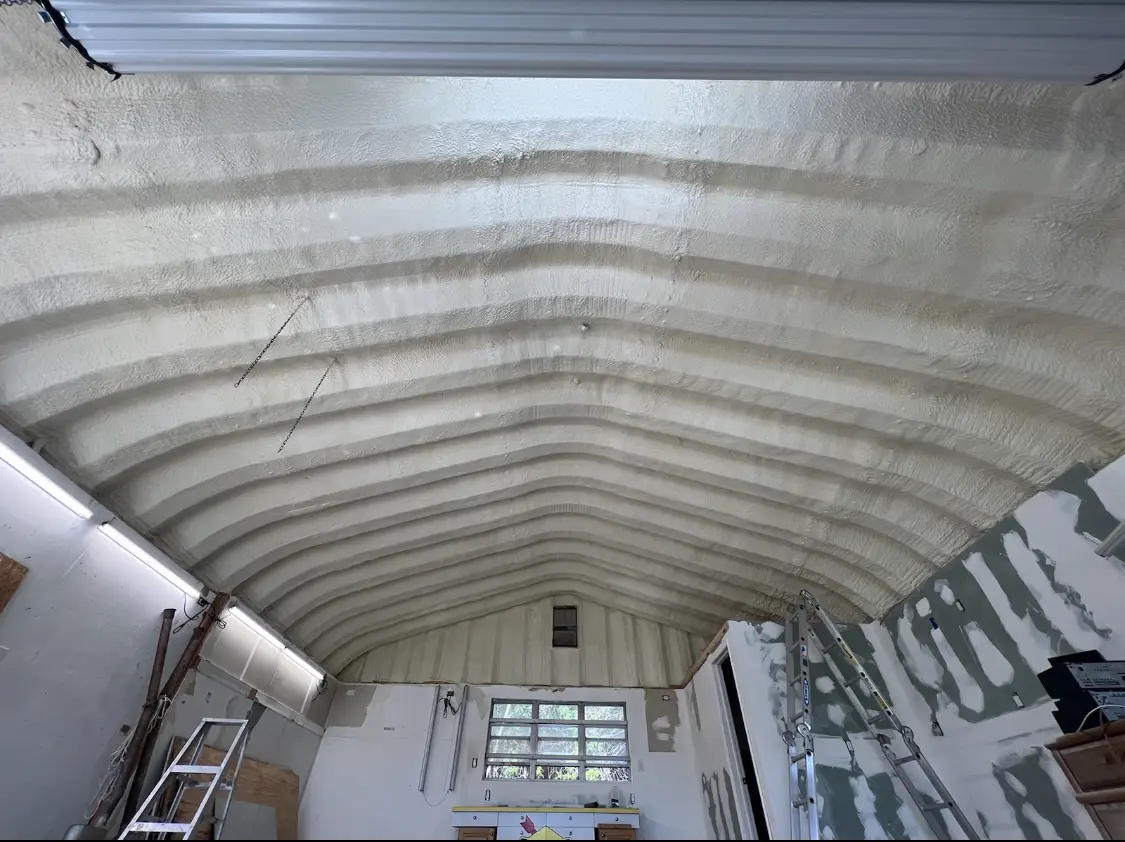 Spray polyurethane foam applied to the underside of a metal roof deck in Thonotosassa